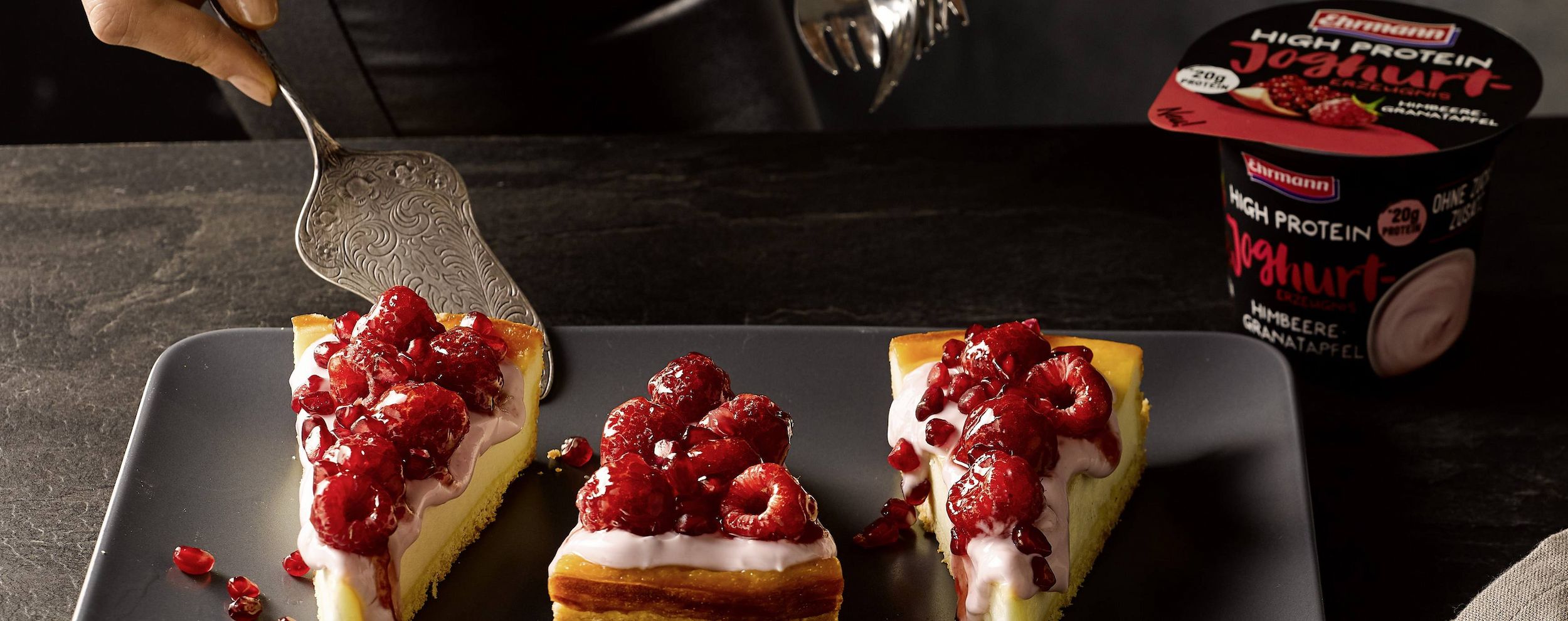 High Protein malinový cheesecake